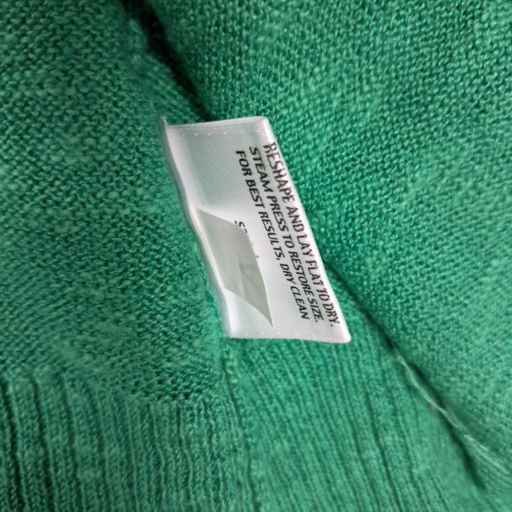 Eileen Fisher Cardigan Womens XS Green Open Front Cotton Linen Pockets Casual - Picture 6 of 9